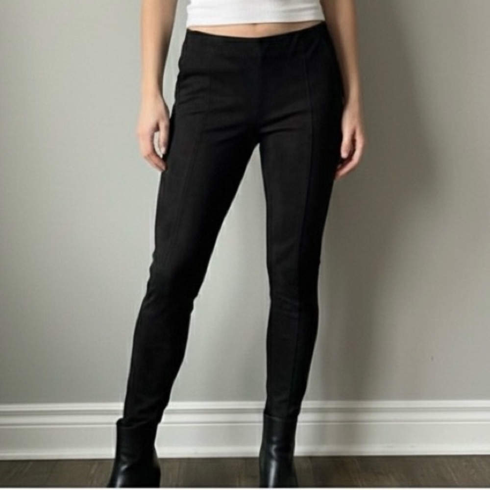 Reitmans Faux Suede Classic Black Pull On Stretchy Leggings Womens Size 10